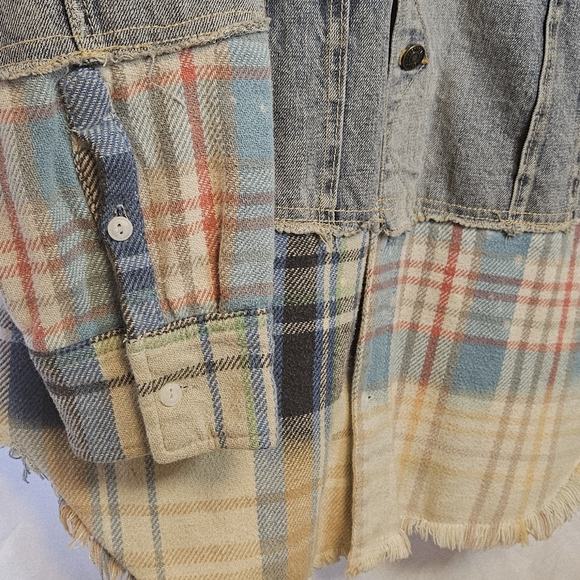 Denim and Plaid Patchwork Jacket - Picture 6 of 9